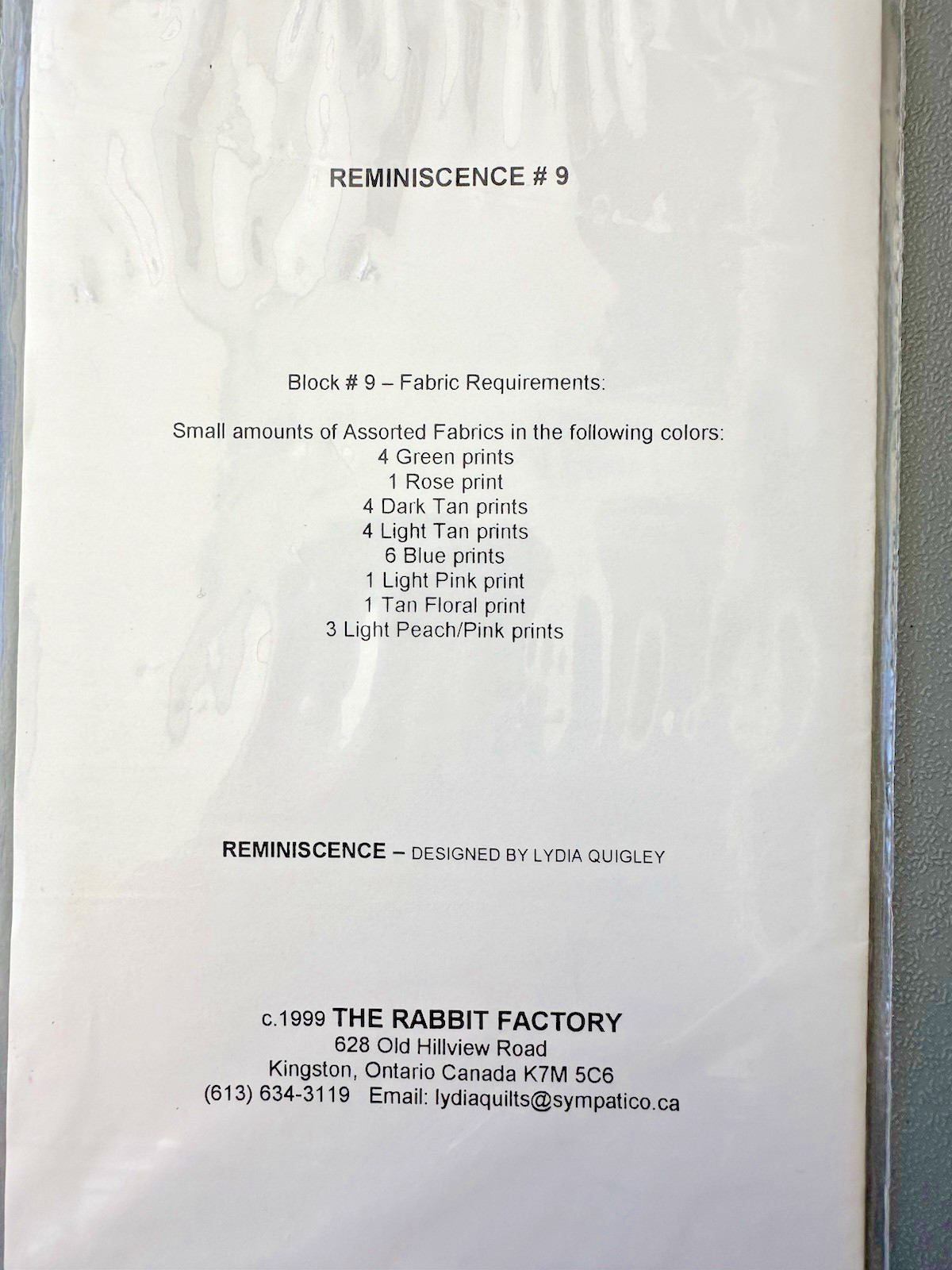 The Rabbit Factory Quilt Pattern Reminiscence Quilt of the Month 1-12 READ