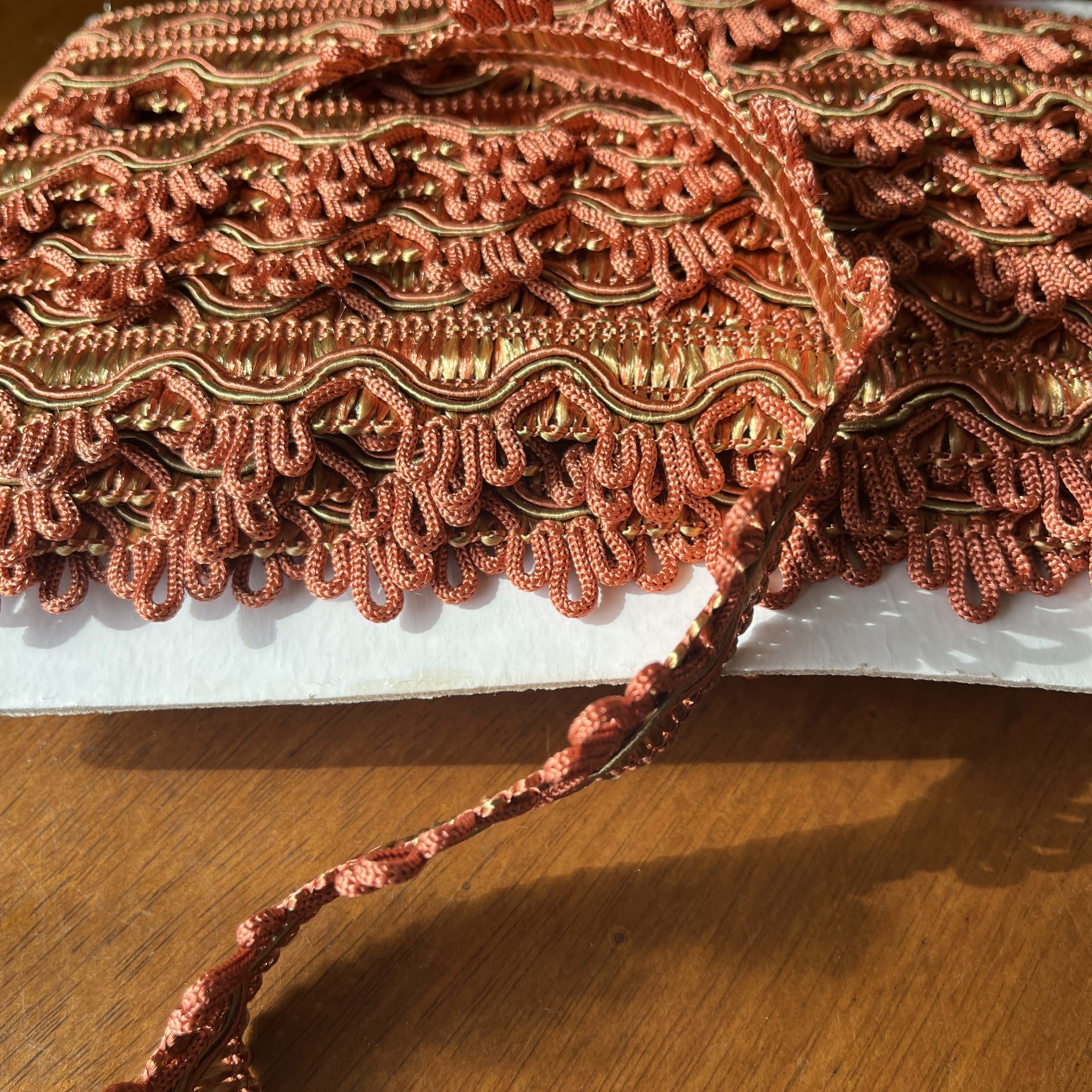 Orange/Rust Native Decorative Scroll Style Braid Gimp Trim 7 Yard Piece 1” Wide