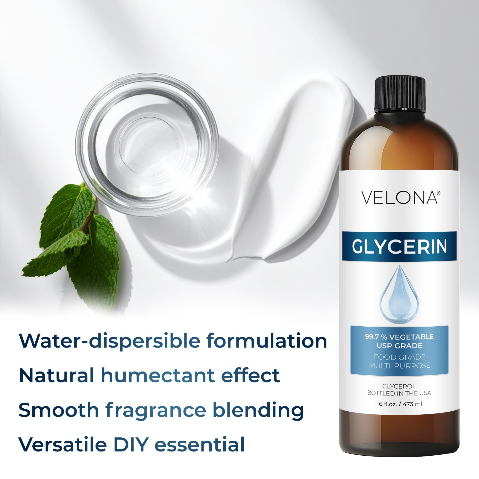 Glycerin Vegetable USP Grade by Velona – 64 Fl Oz Bubble Bath Glycerin Soap Skin