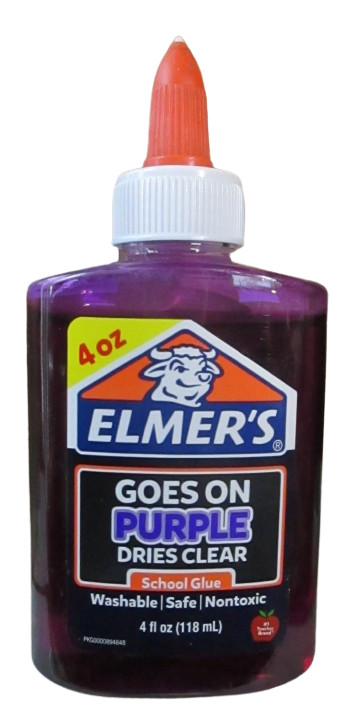 Elmers School Glue (Goes on Purple – Dries Clear) 4 oz 118 mL Washable NonToxic
