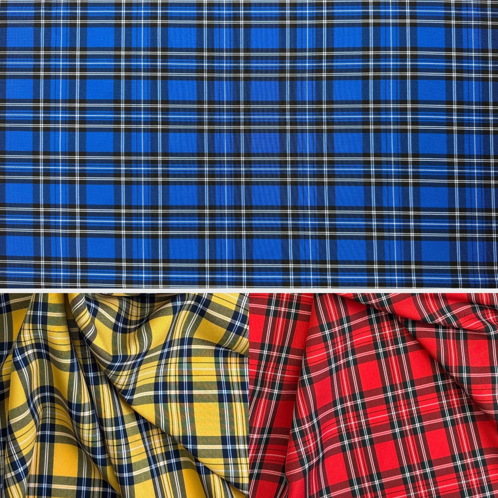 100% Polyester Plaid Poplin Weave 58″ Wide Fabric Wrinkle Resistant Non-Stretch