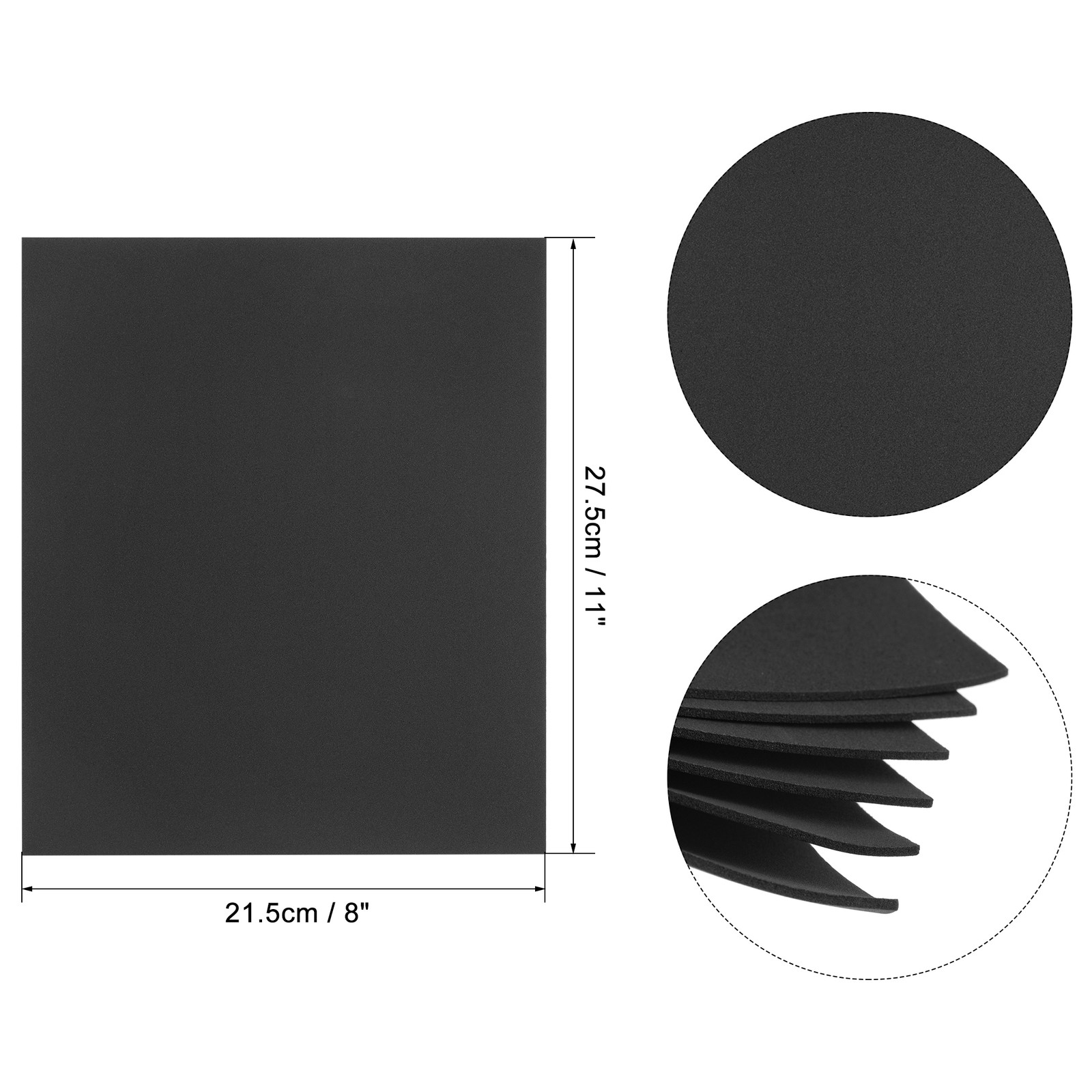 6 x Black EVA Foam Sheets 11″ x 8″ 1.7mm Thick for Crafts DIY