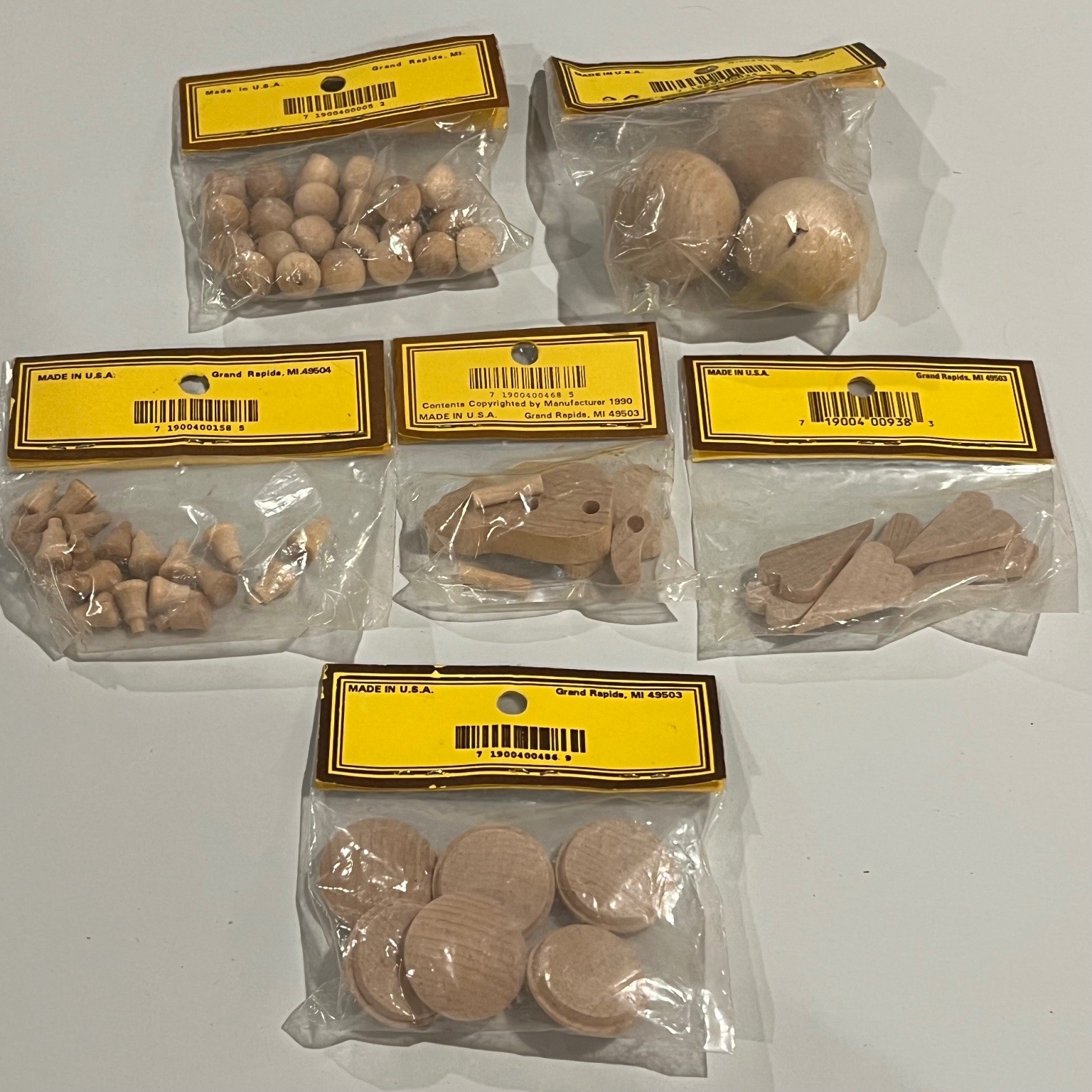 Lin-Wood Products Wooden Craft Pieces Mixed Lot of 6 New Old Stock USA