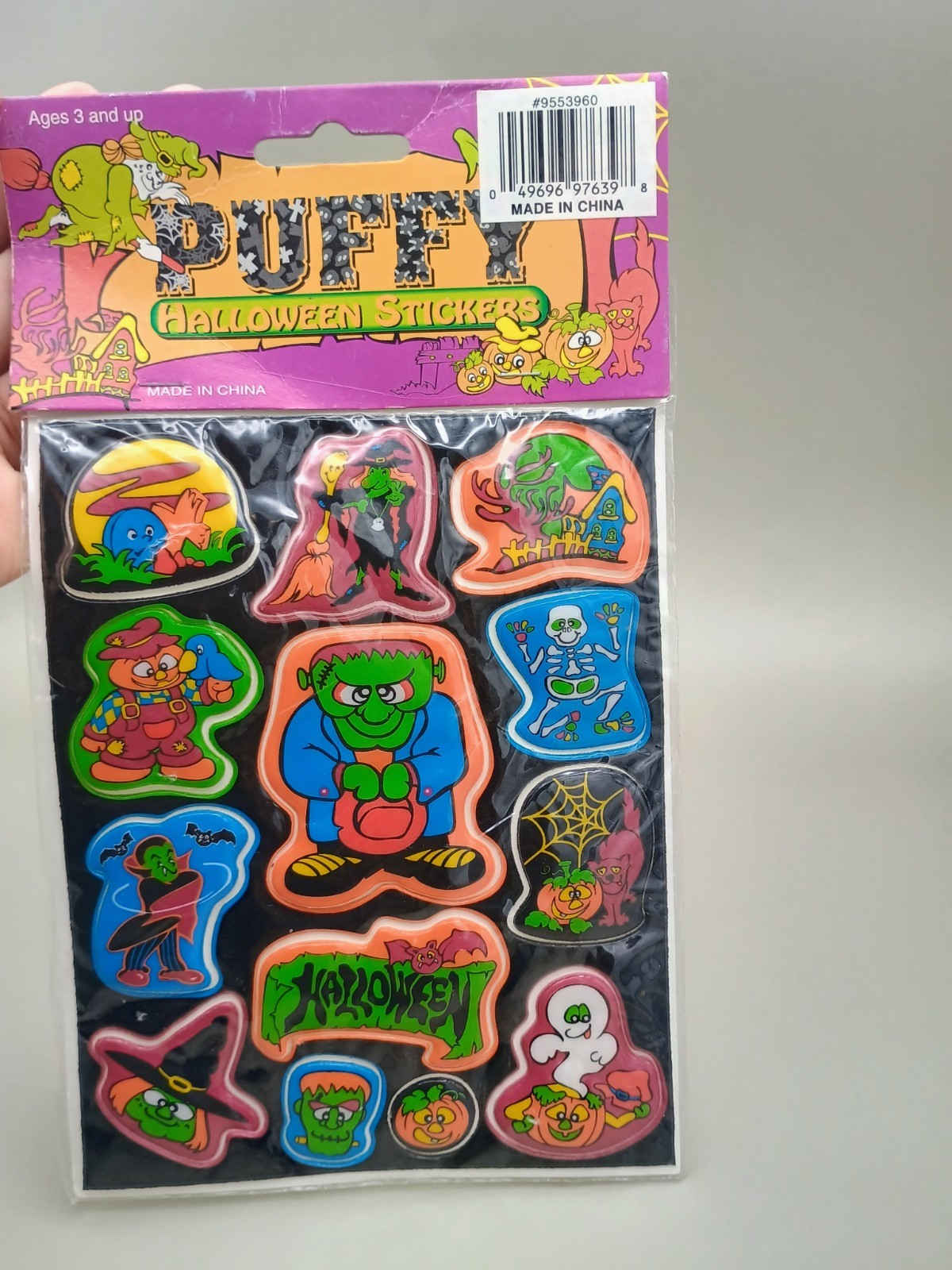 Vintage 90’s Puffy Halloween Stickers Sheet New Old Stock Sealed