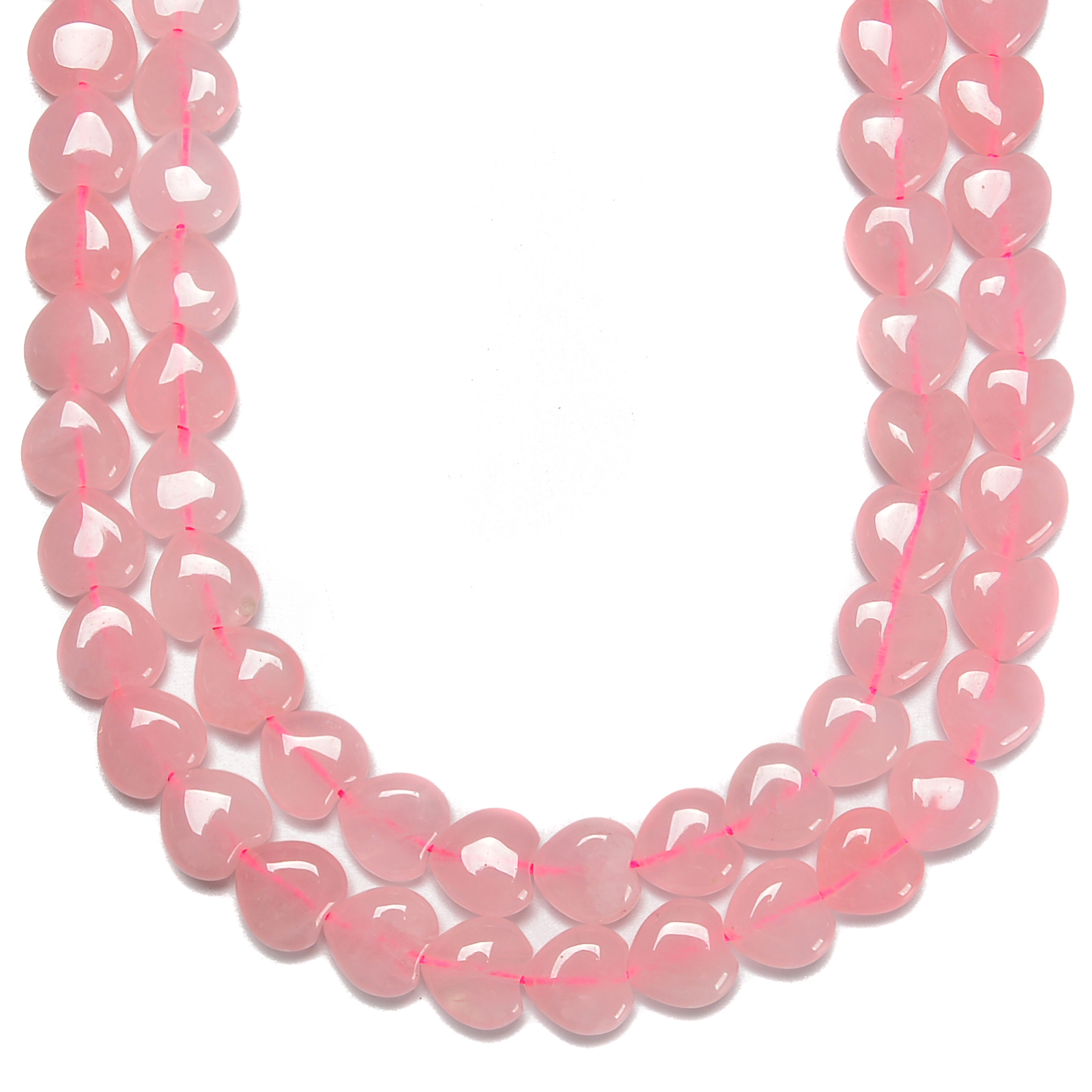 Rose Quartz Heart Shape Beads Size 8mm 10mm 12mm 15.5” Strand