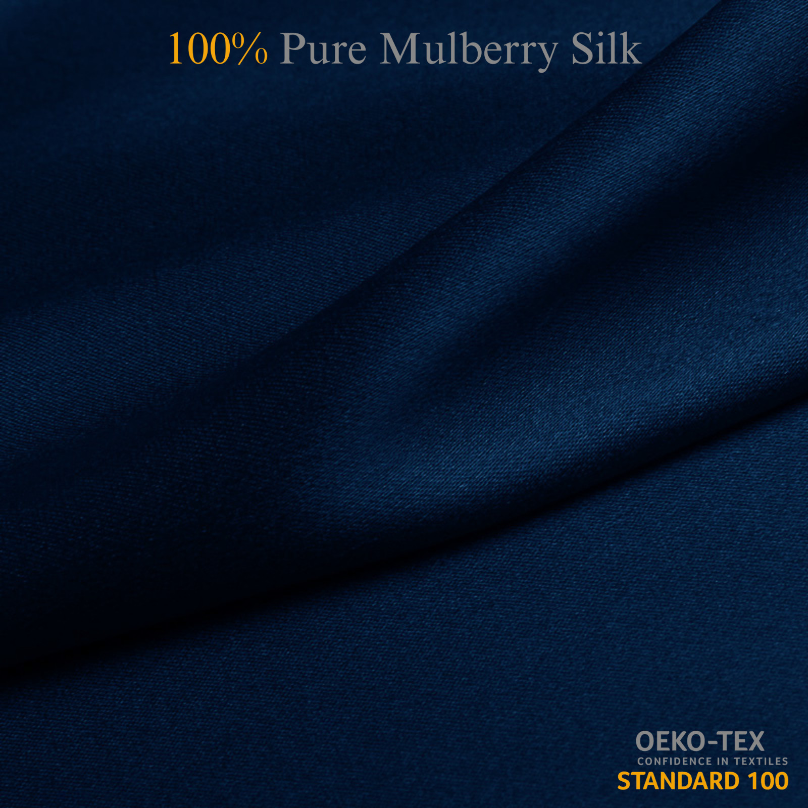 Dark Blue 100% Pure Mulberry Silk Fabric by the Yard