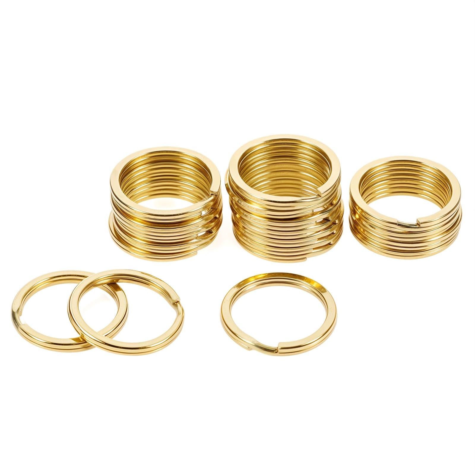 Solid Brass Flat Keyring 15/20/25/30/32/35mm Split Key Rings Hoop Loop Keychain