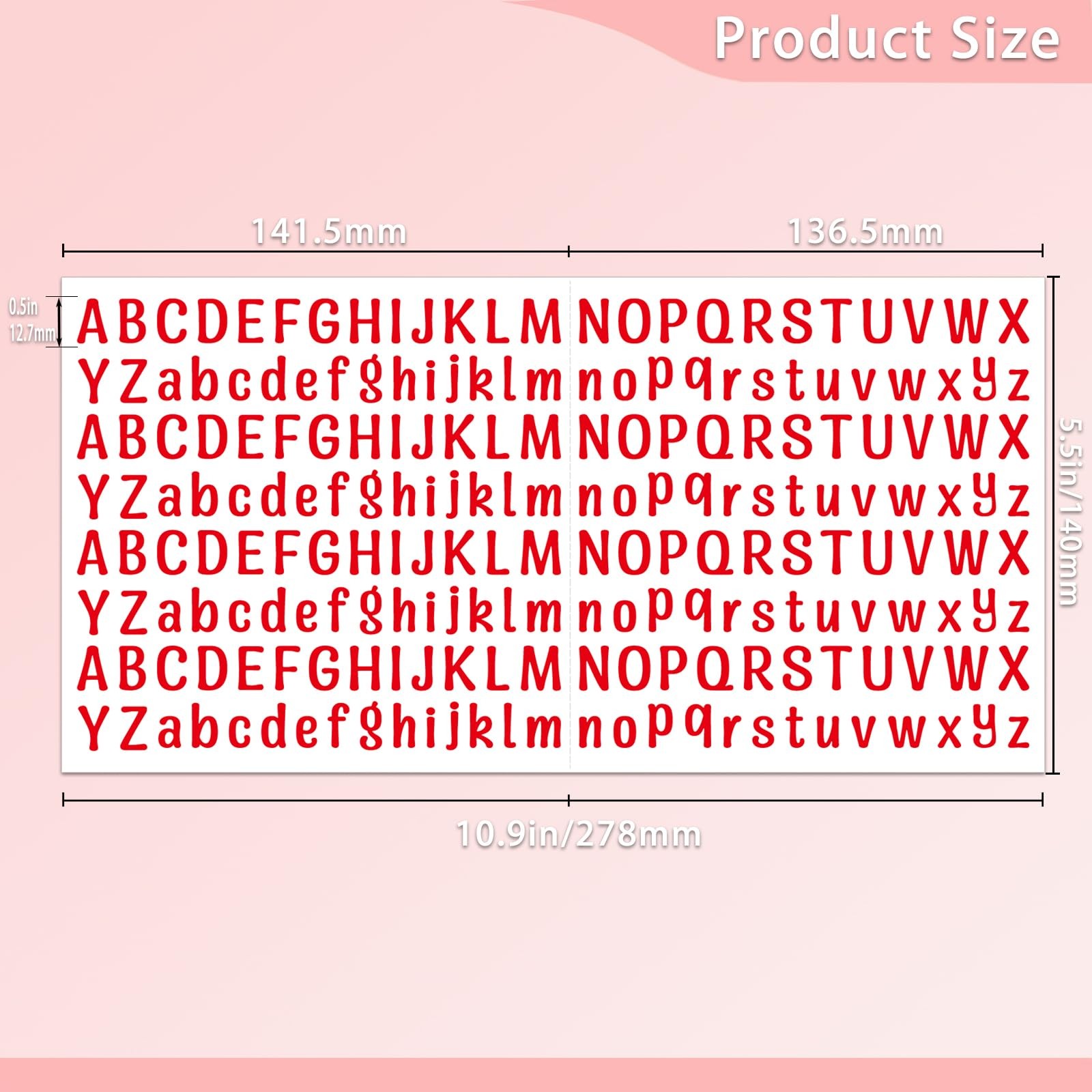 2080 Pieces 10 Sheets Small Letter Stickers, 1/2 Inch Self Adhesive Alphabet, Cu