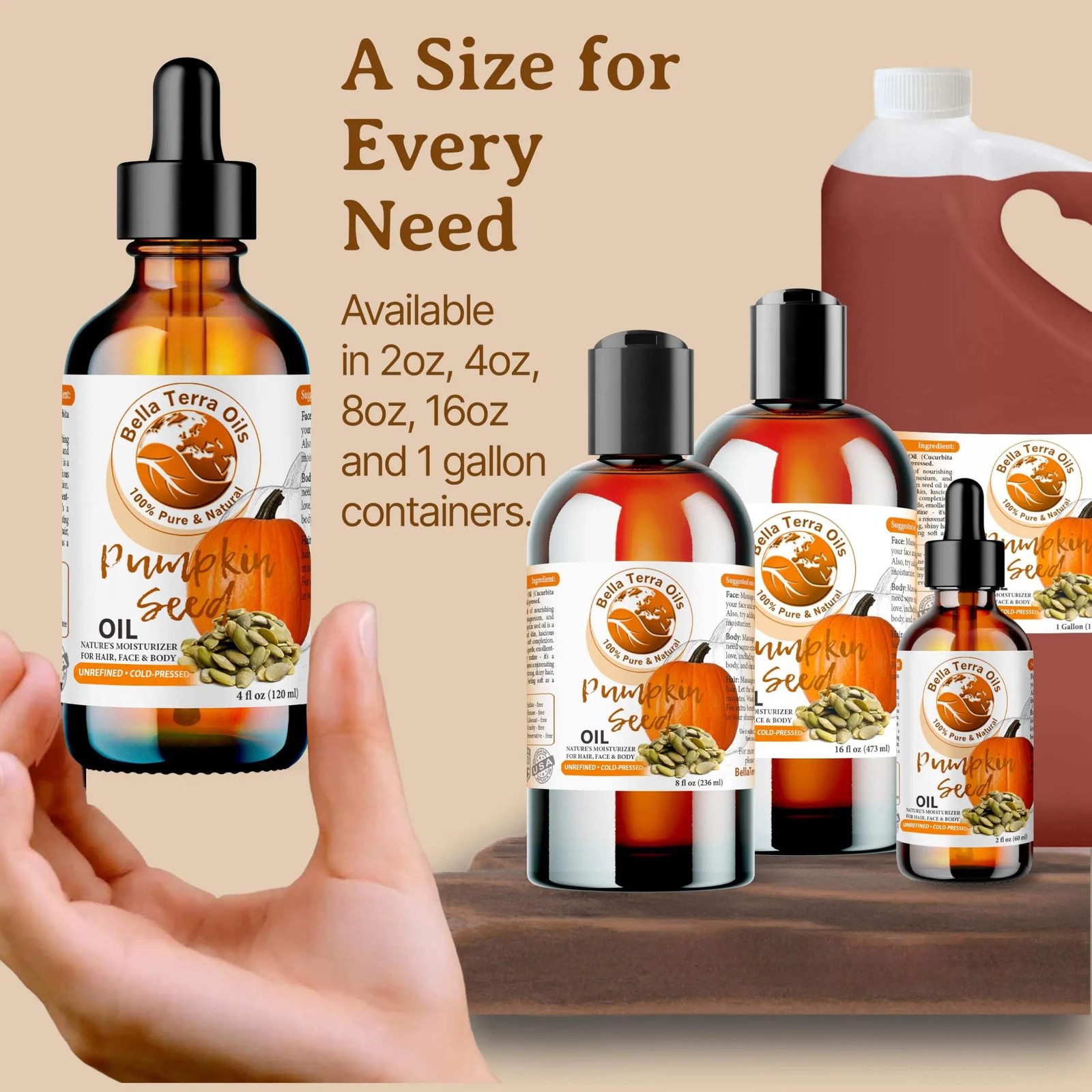 Pumpkin Seed Oil: Cold-Pressed, Natural, Perfect for Skin, Hair, Wellness