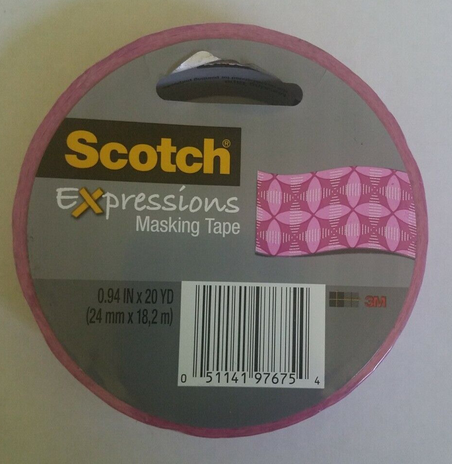 Scotch 0.94″ x 20 Yd Pink Geometric Expressions Masking Tape (1 UNIT) BRAND NEW