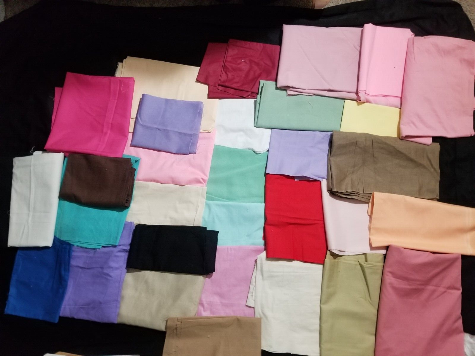 New Solid/Plain Cotton Fabric For Quilts Scrapbooking Crafts Sewing – Lot of 30