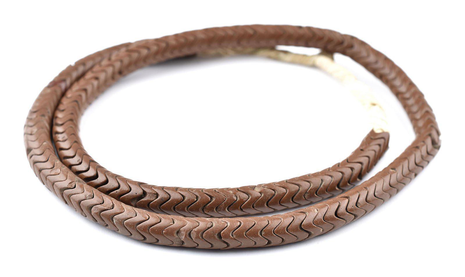 Brown Glass Snake Beads 9mm Nigeria African Interlocking Large Hole Handmade