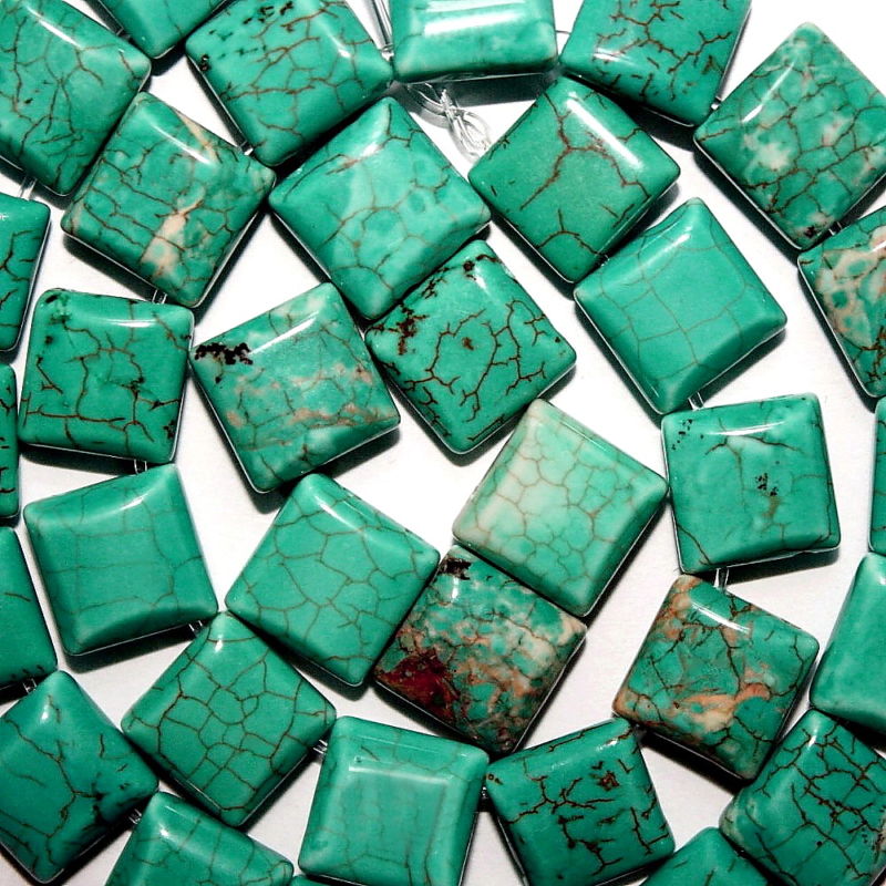 CHINESE TURQUOISE JEWELRY BRACELET BEADS SQUARE DOUBLE 2 HOLE BEAD 10X10MM SD4