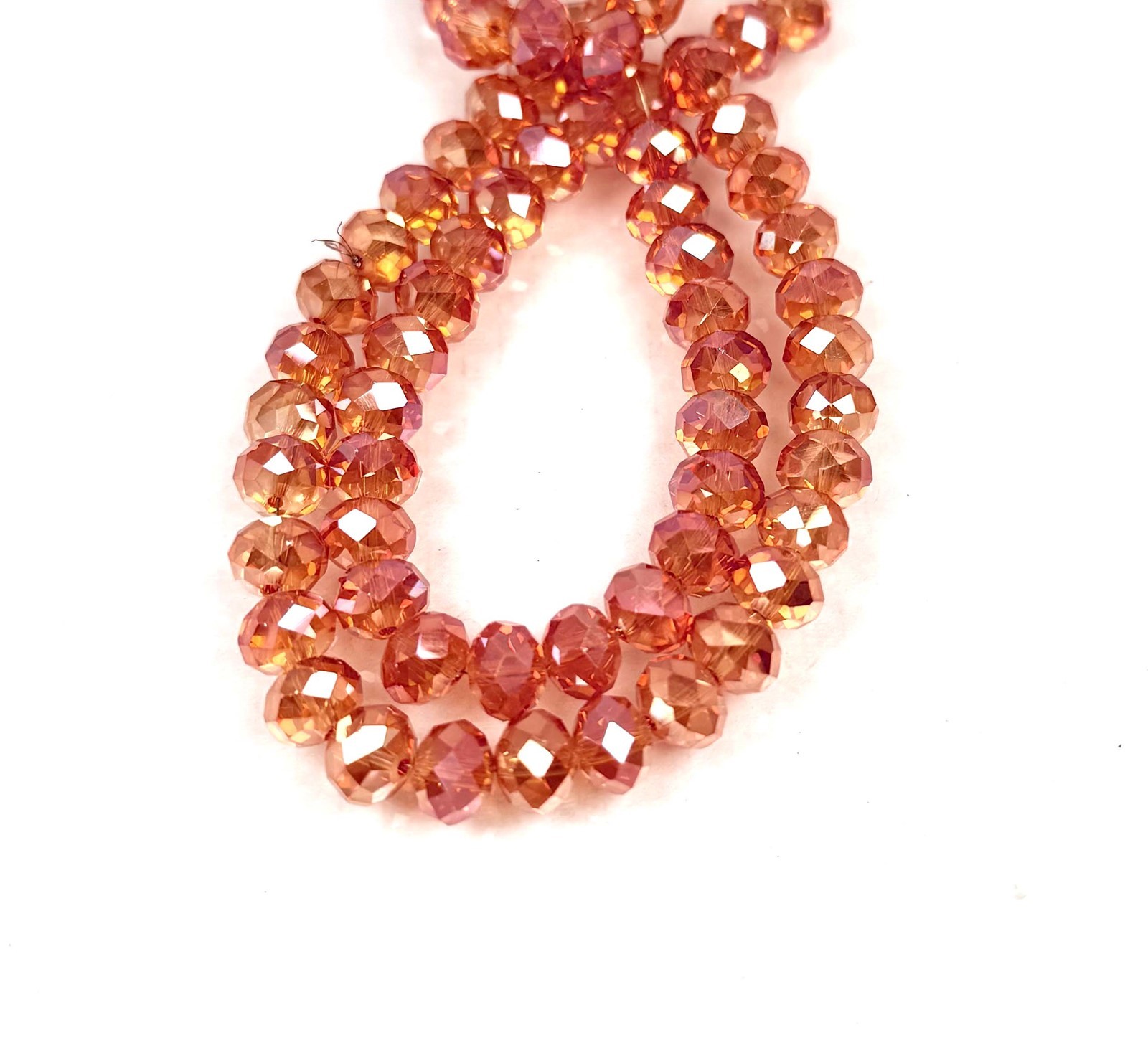 8x6mm Sparking Tangelo Glass Faceted Rondelle AB Crystal Shimmer Beads 16″