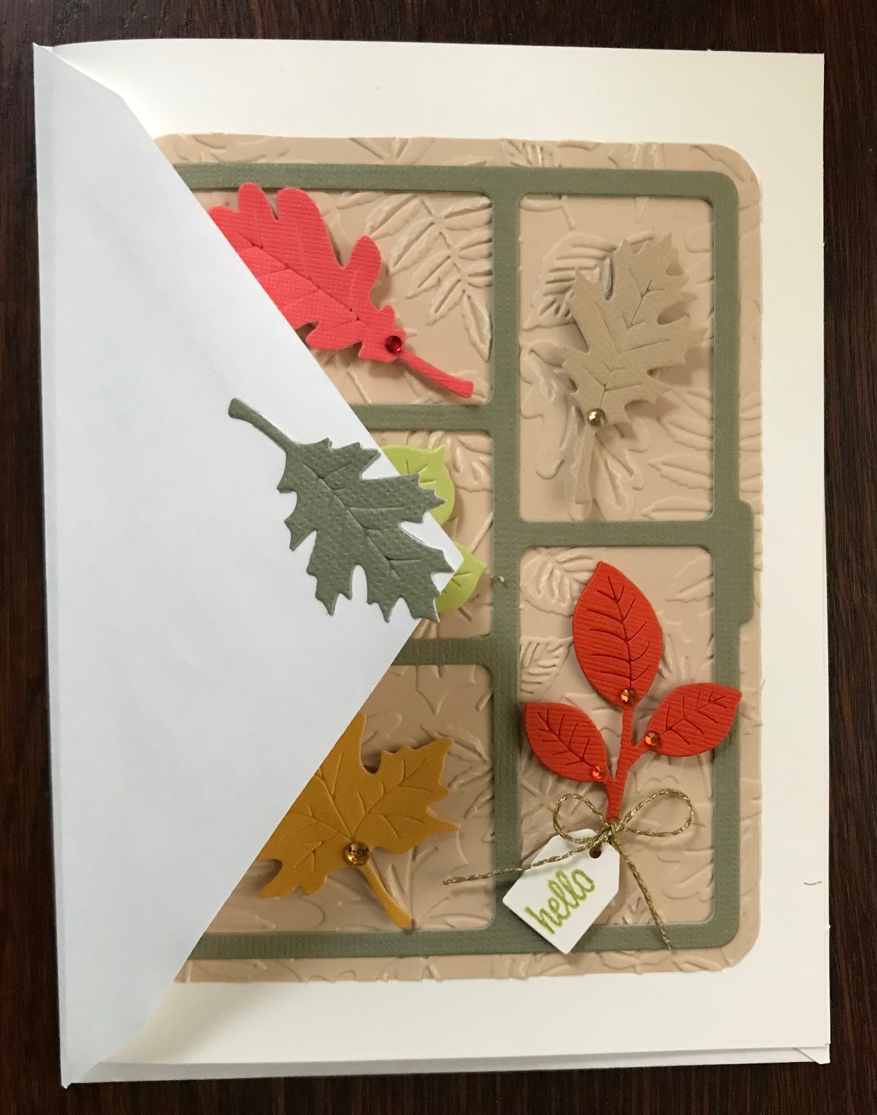 Handmade Greeting Card –  Hello, Hello Card, Any Occasion Card, Autumn Leaves
