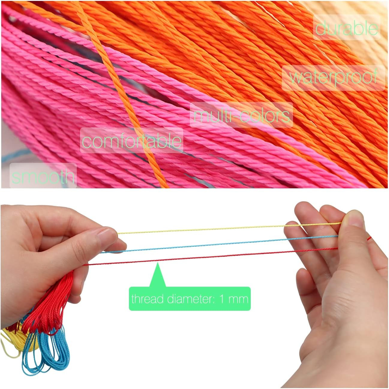 40 Colors 1mm Waxed Polyester Cord 437 Yard Waxed Bracelet Cord Wax String Cord