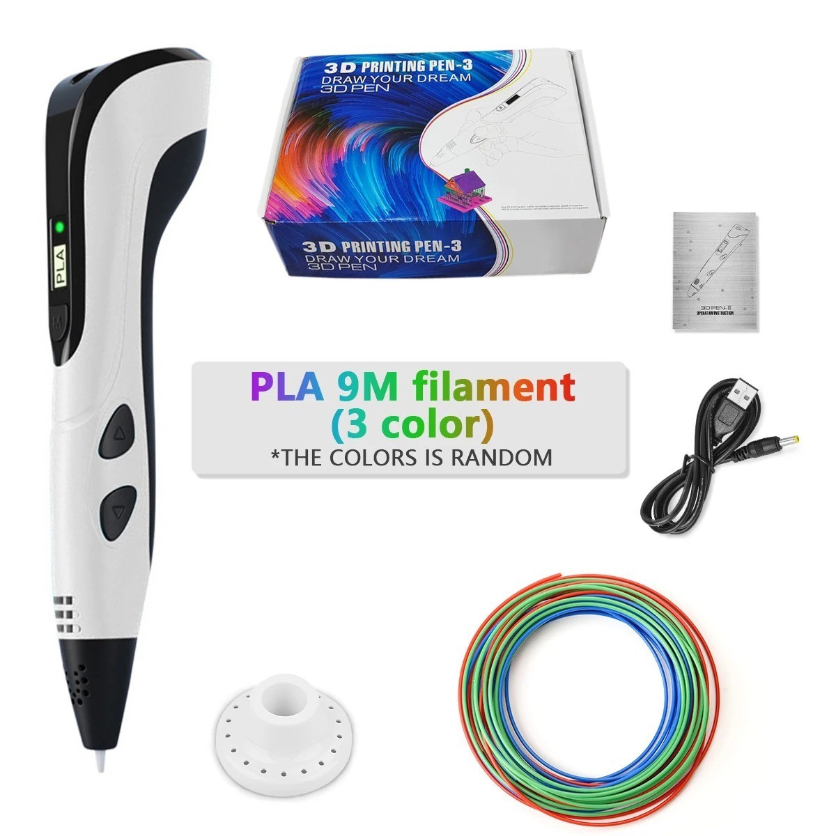 New Style 3D Printing Pen Set for Kids with PLA Filament Power Supply Travel Cas