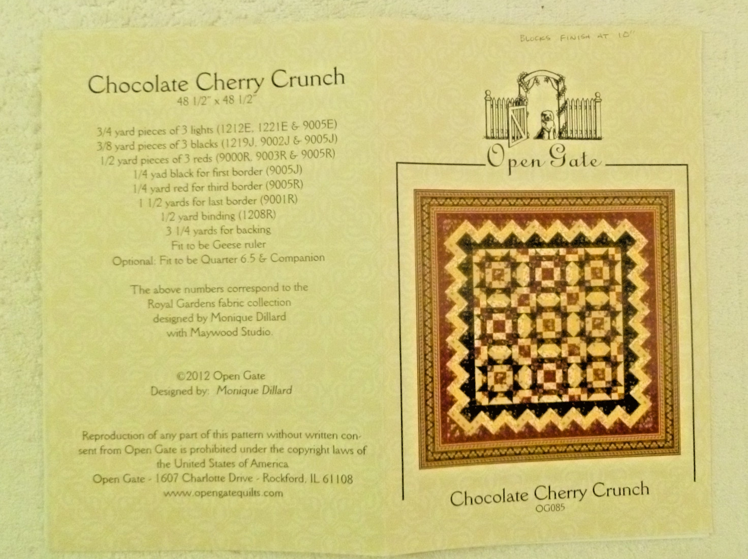 Quilt Pattern & 2 Templets: Chocolate Cherry Crunch