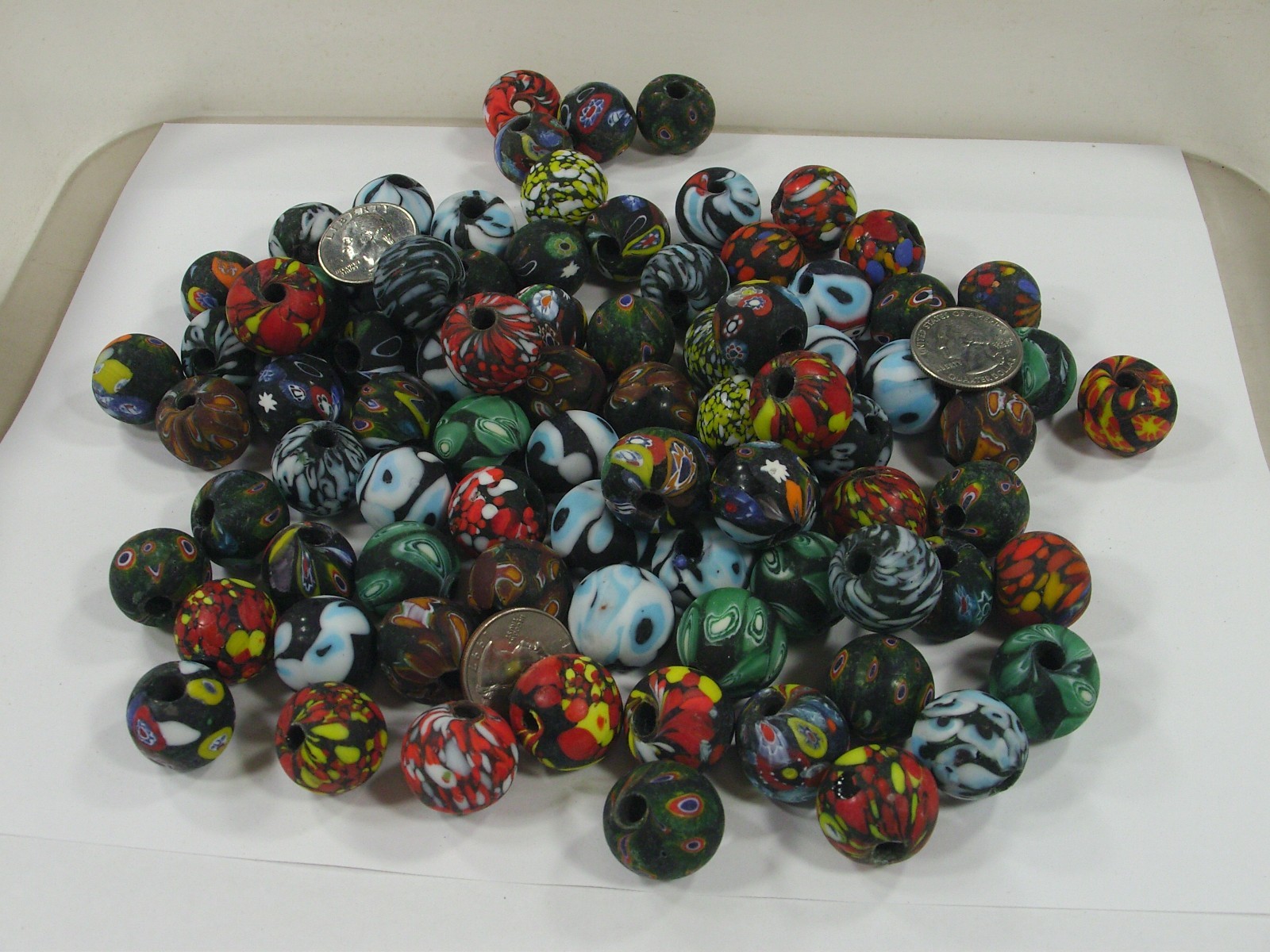 2 Pounds Large Multicolor India Handmade Millefiori Glass Beads Bulk (MNP-12B) ⭐