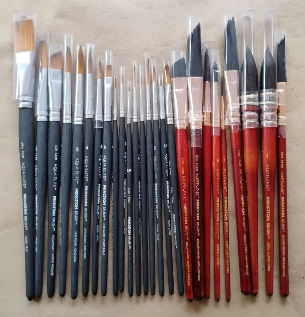 LOT OF 26 Princeton Neptune & Aqua Elite Synthetic Watercolor Paint Brushes NEW!