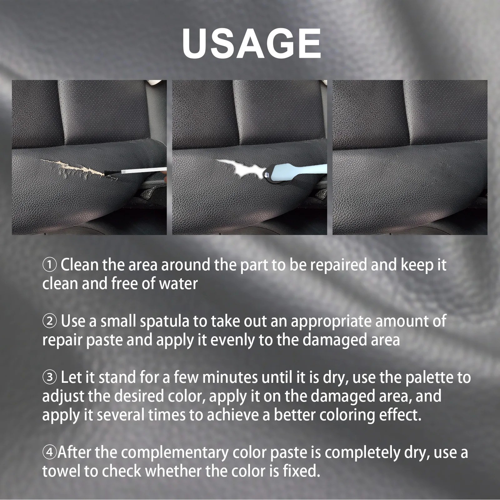 Advanced Leather Repair Kit Filler Vinyl DIY Car Seat Patch Sofa Rip Holes 20ml