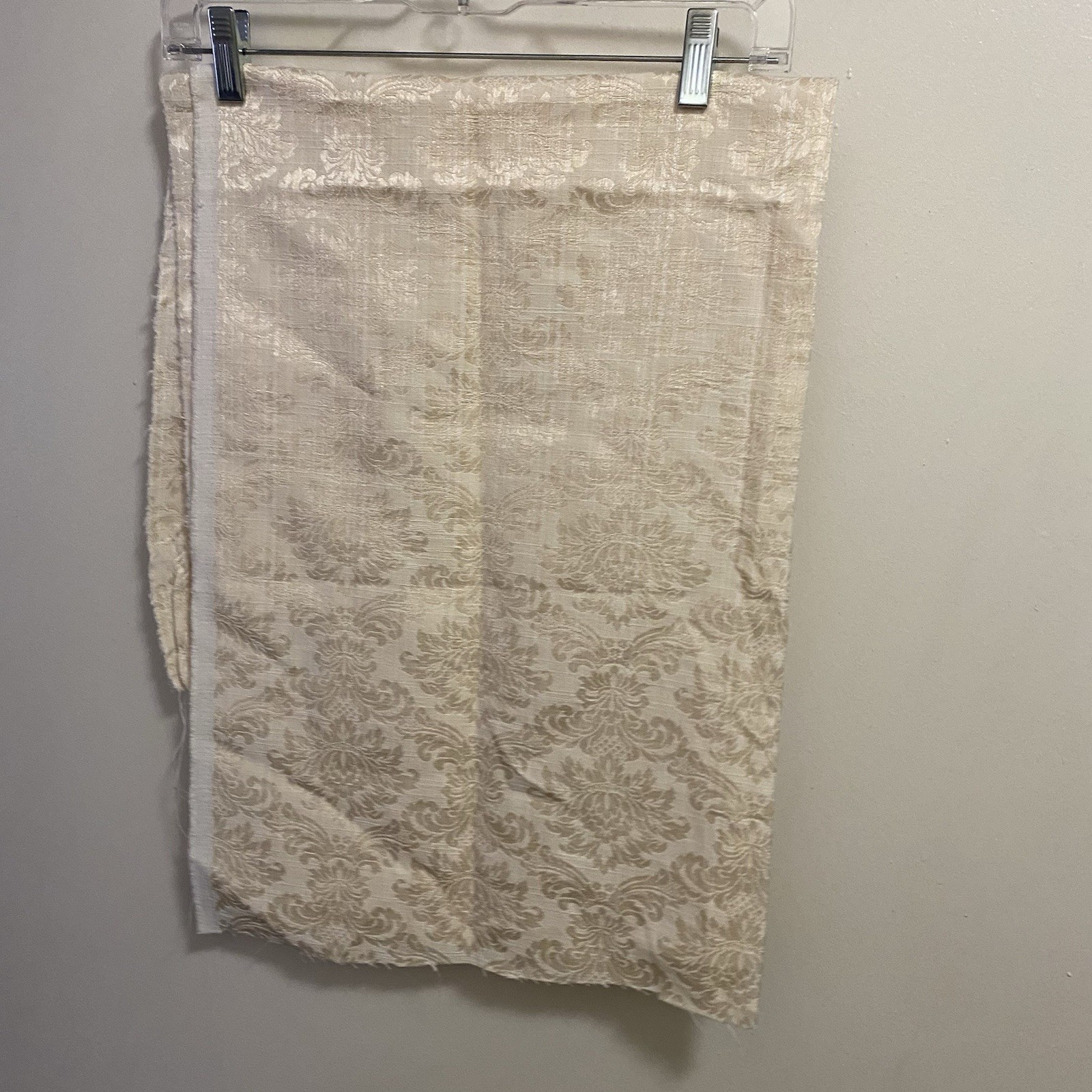 Damask Brocade Ivory Beige Fabric Remnant Piece 36”x28” Less Than 1 Yd Yard