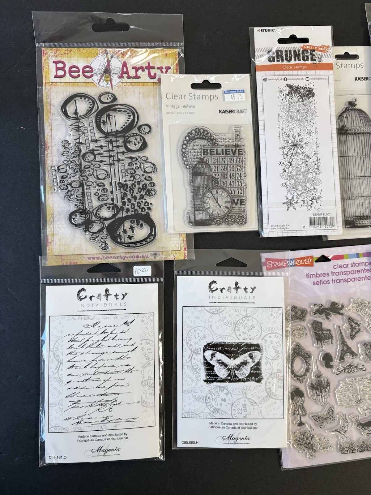Collage Mixed Media Huge LOT of 66 Cling Clear Unmounted Stamps Altered