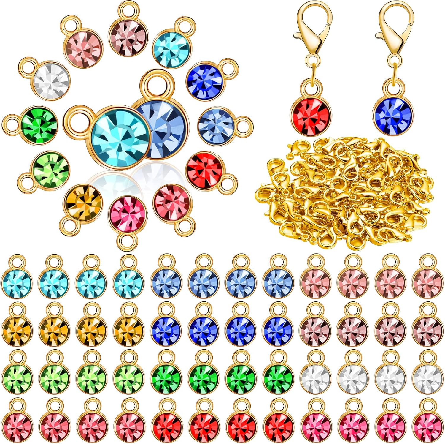 120Pcs Birthstone Charms for Jewelry Making Handmade DIY Crystal Birthstone Bead