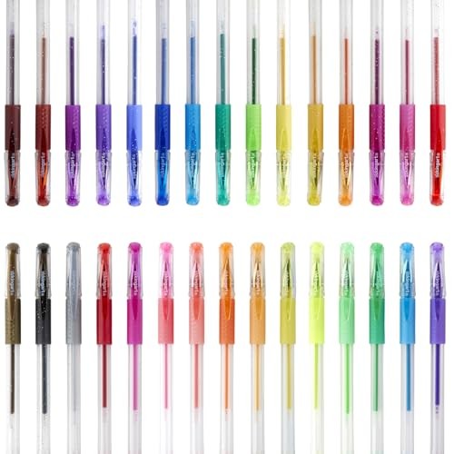 30 Count Glitter Gel Pens Set Assorted Colors Smooth Writing Non Toxic