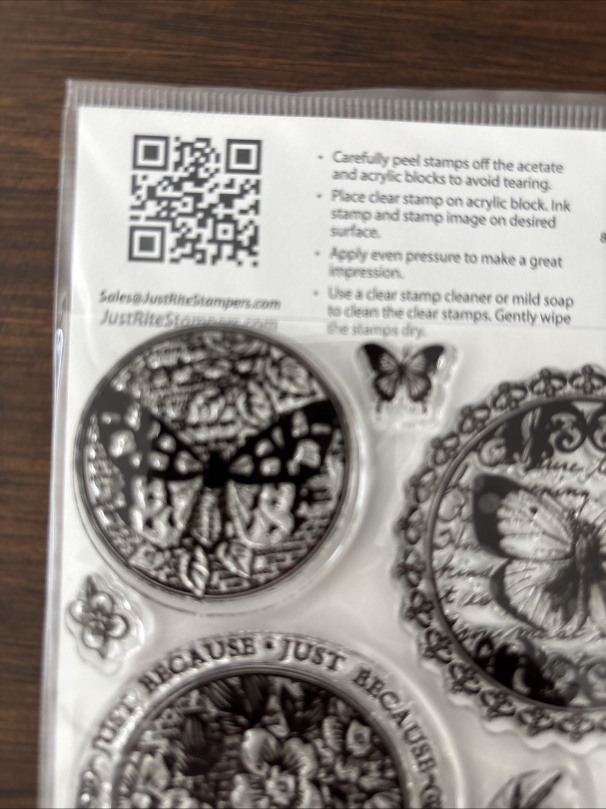 justrite stamp Clear Botanical Butterflies