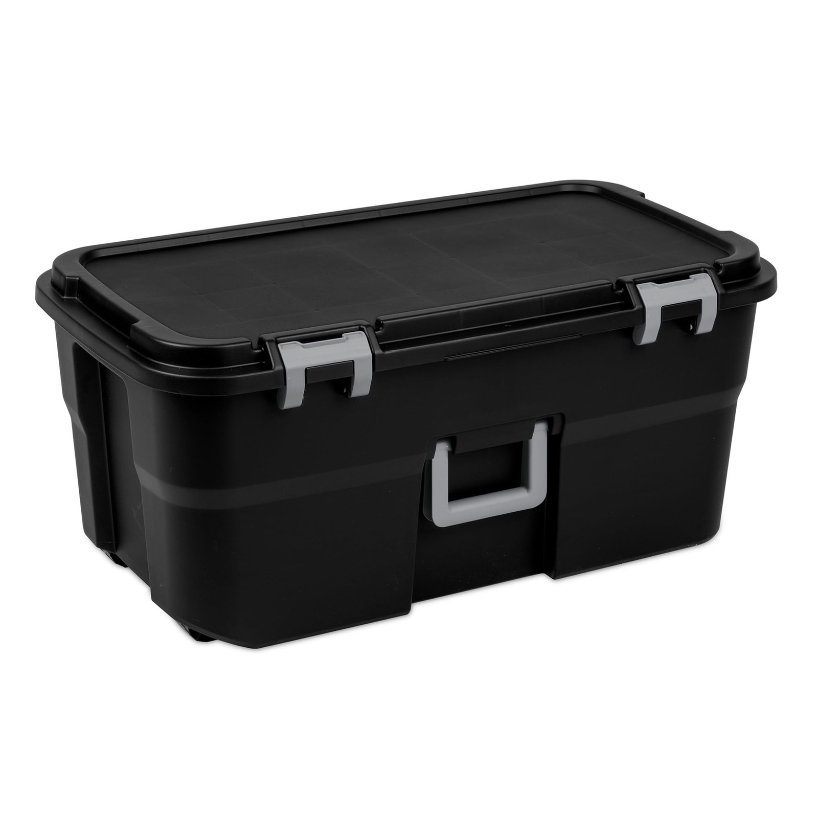 Sterilite 3 Pack Wheeled Footlocker, 22 Gallon Plastic Storage Container with…