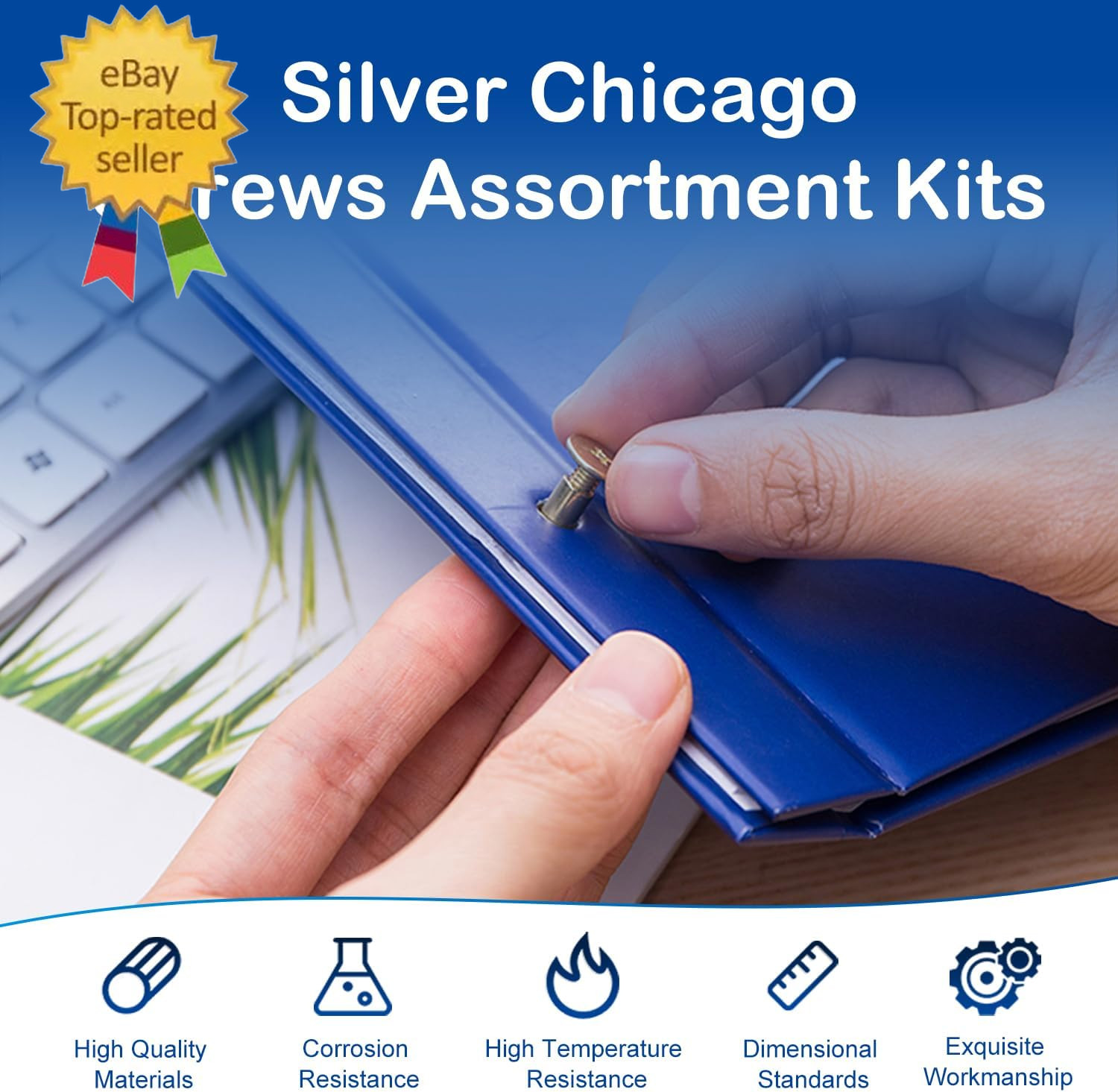 130 Sets Silver Chicago Screws Leather Rivets Kit, 8 Sizes Carbon Steel Binding