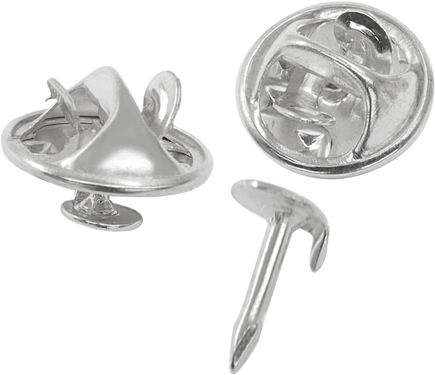 130 Pairs Silver Pin Backs, Replacement Butterfly Tie Tacks Locking Brooch Backs