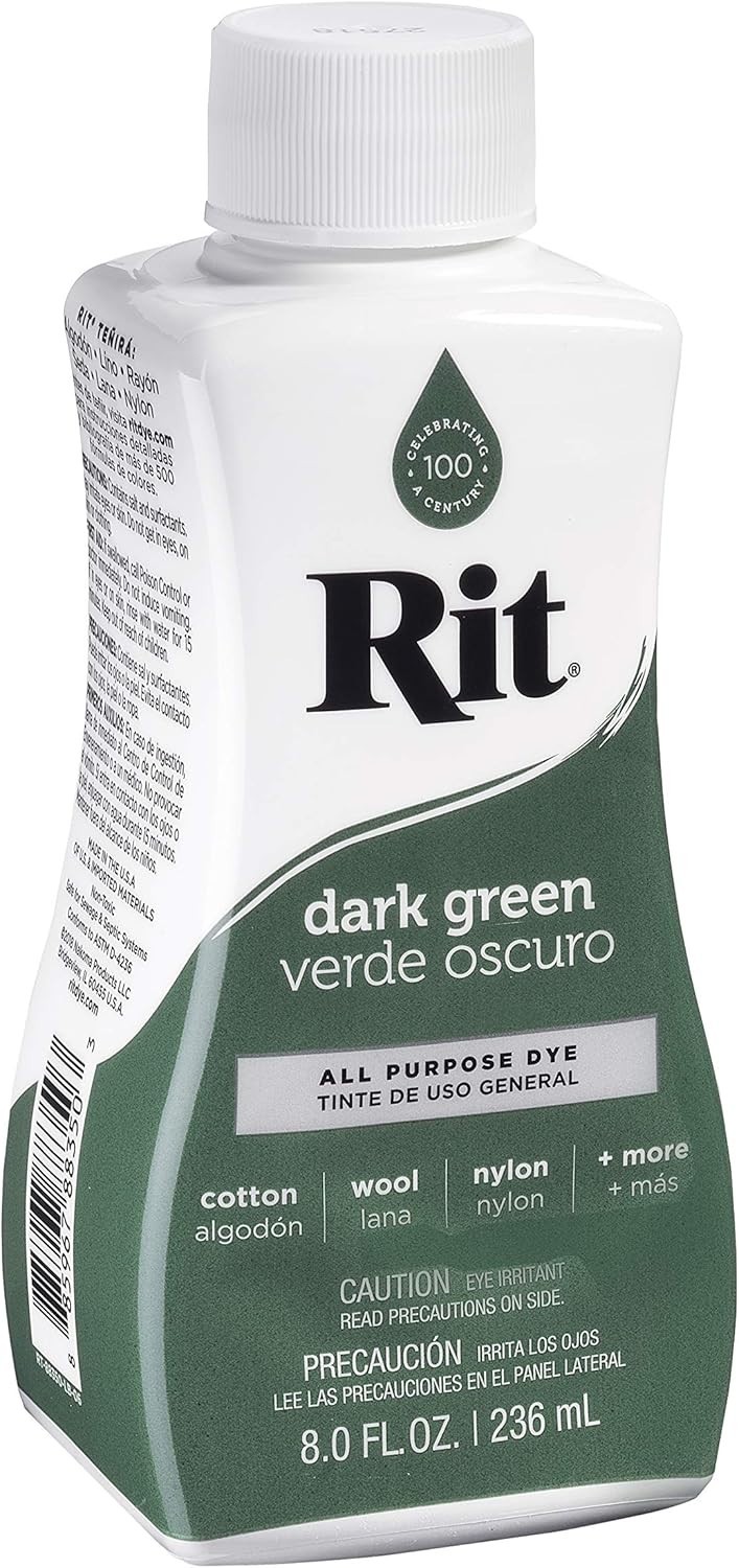 Liquid Fabric Dye Dark Green 8oz for Clothes Shoes Home Decor