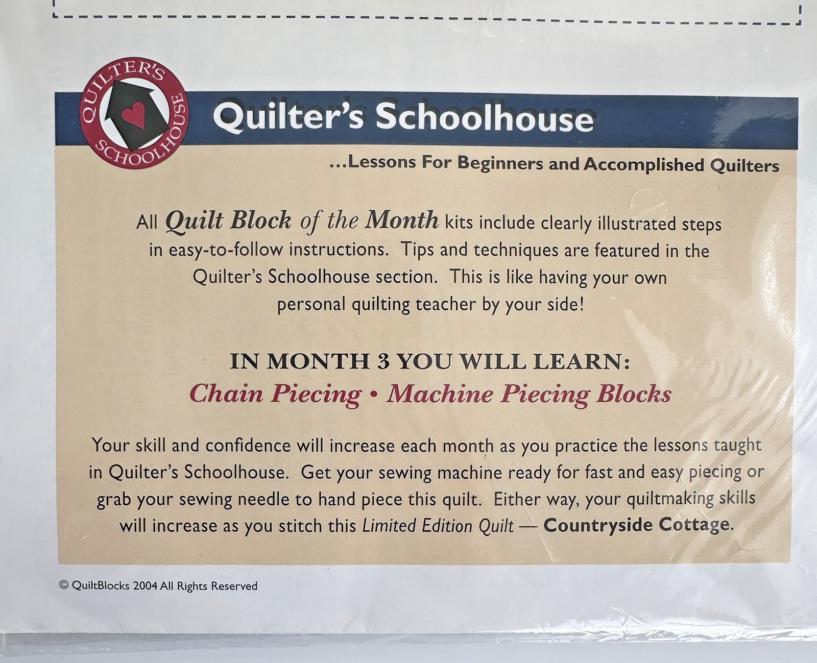JOANN Fabrics Quilt Block of The Month “Countryside Cottage” LOT – MONTHS 1,3,4