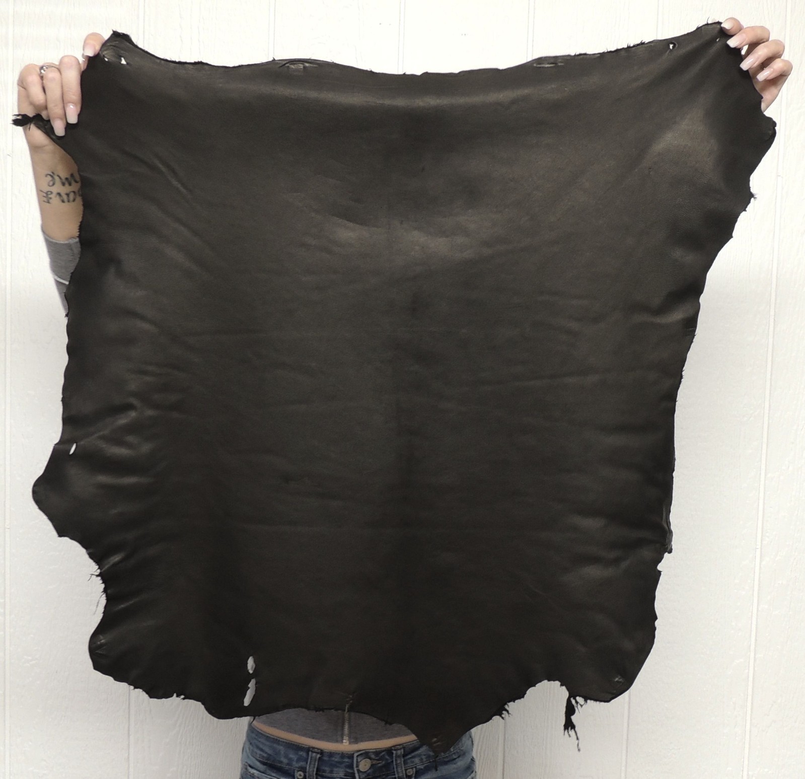 Black Full Grain Lambskin Leather Hide Lightweight Garment Sewing Lining Craft