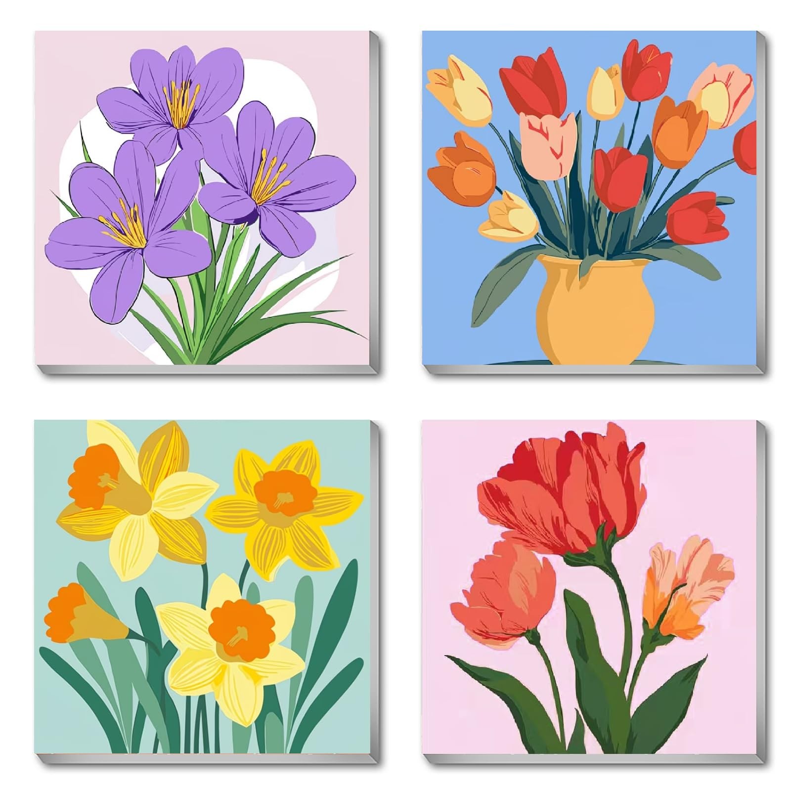 4Pack Framed Flowers Paint by Numbers Kit for Adults Beginner & All Ages 812 …