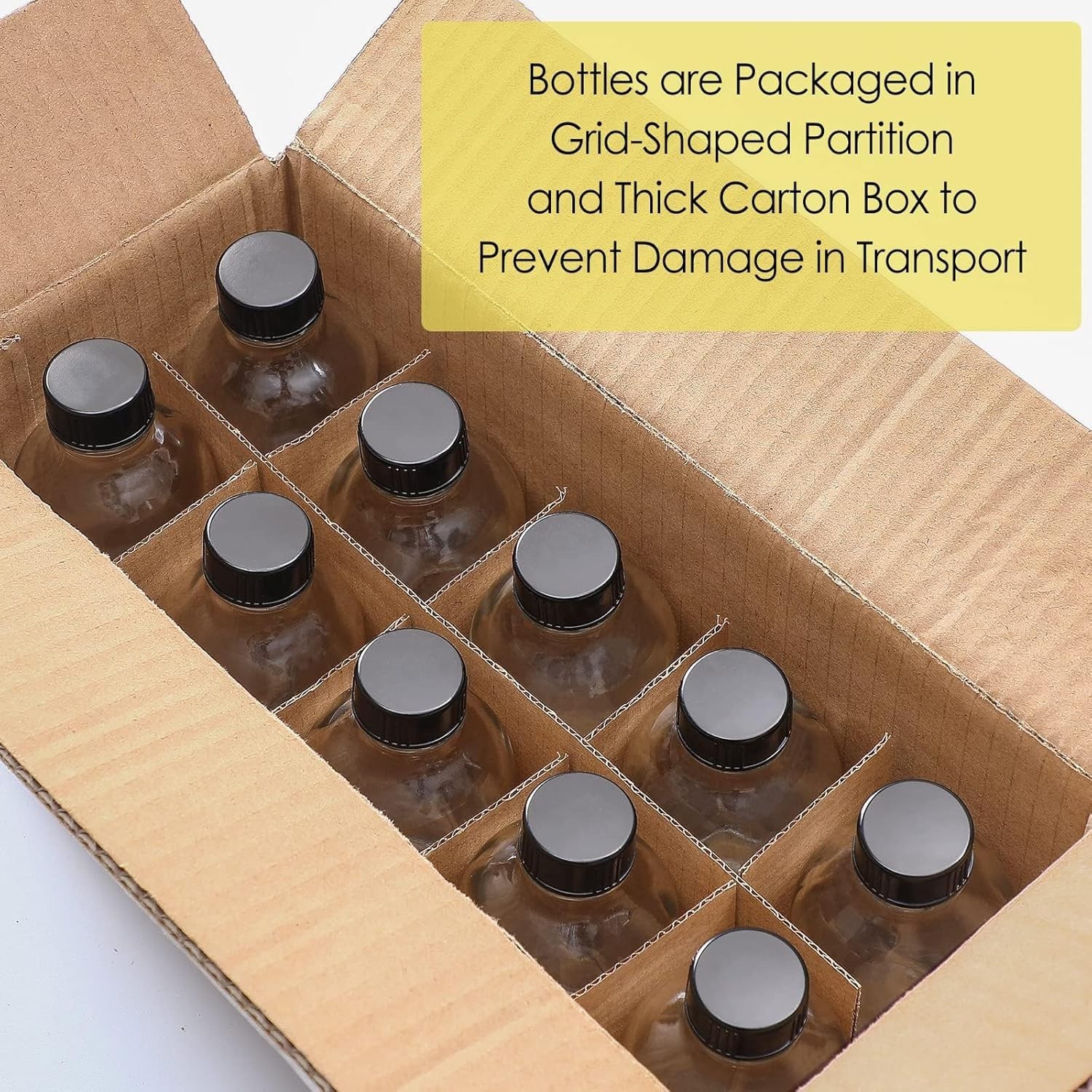 10 Pack, 4 oz Small Clear Glass Bottles w/Lids & 3 Stainless Steel Funnel – 1…