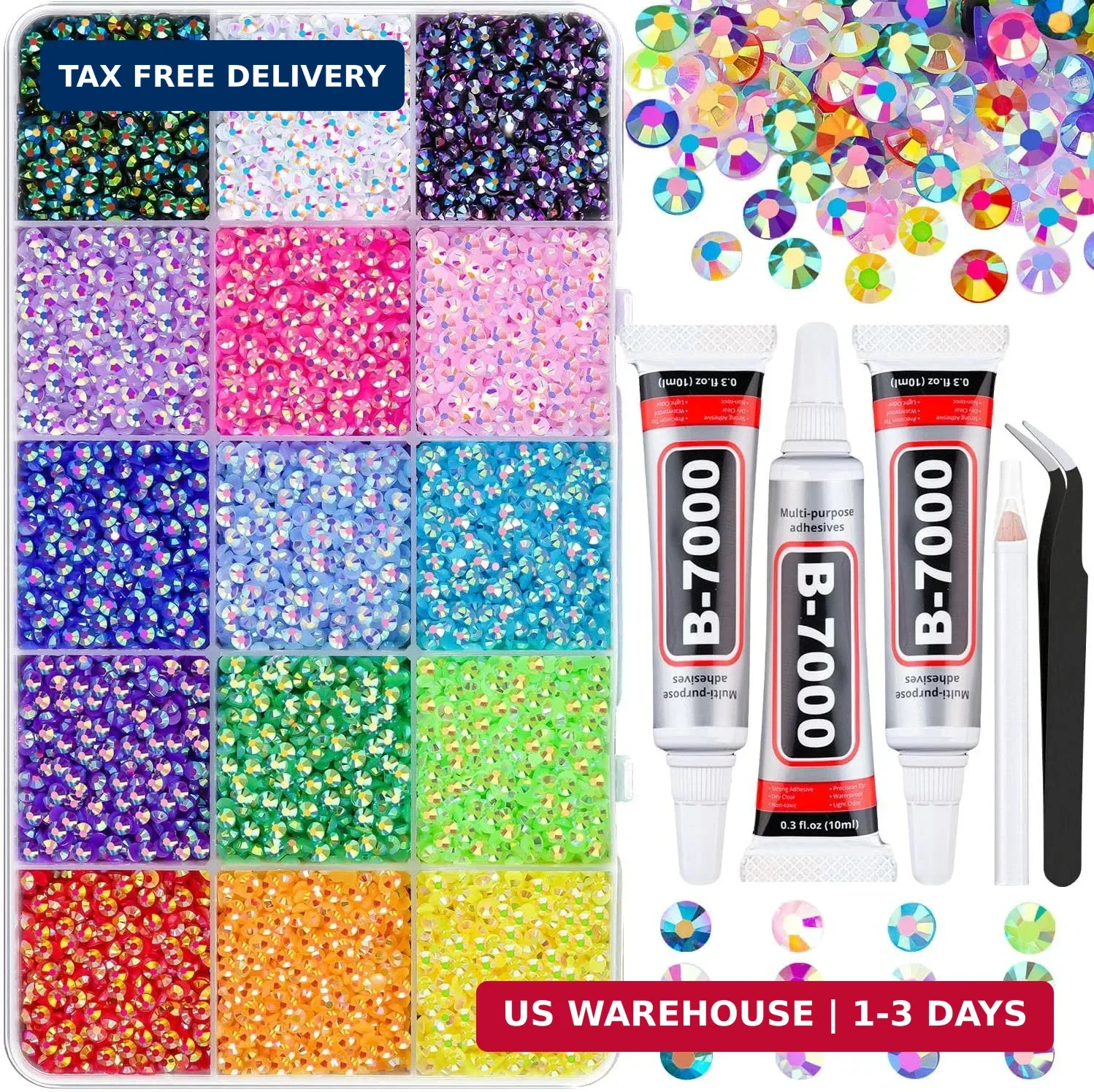 Jelly Rhinestones Bedazzling Kit Multicolor 3mm Flatback Resin Bedazzler Gems US
