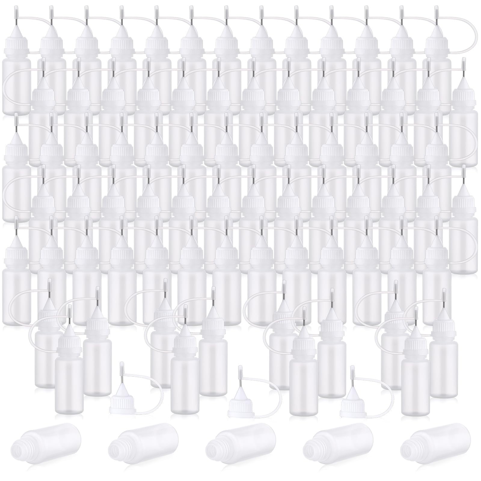 100 Pcs 10 ML Mini Metal Applicator Bottles for DIY Crafts, Glue, Painting, Art
