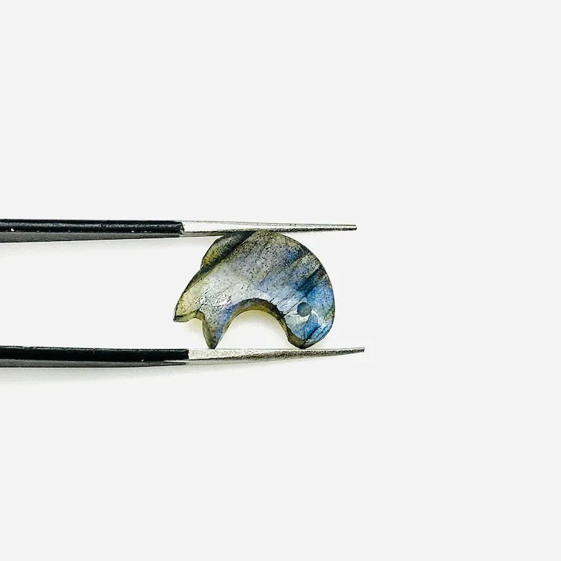 5Pcs Natural Labradorite Dolphin Carving, Hand Carved Dolphin Gemstone, 15 MM,
