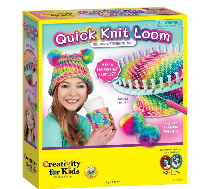 Creativity Kids Quick Knit Loom Kit Learn to Knit a Colorful Hat/Cozy W/ an Easy