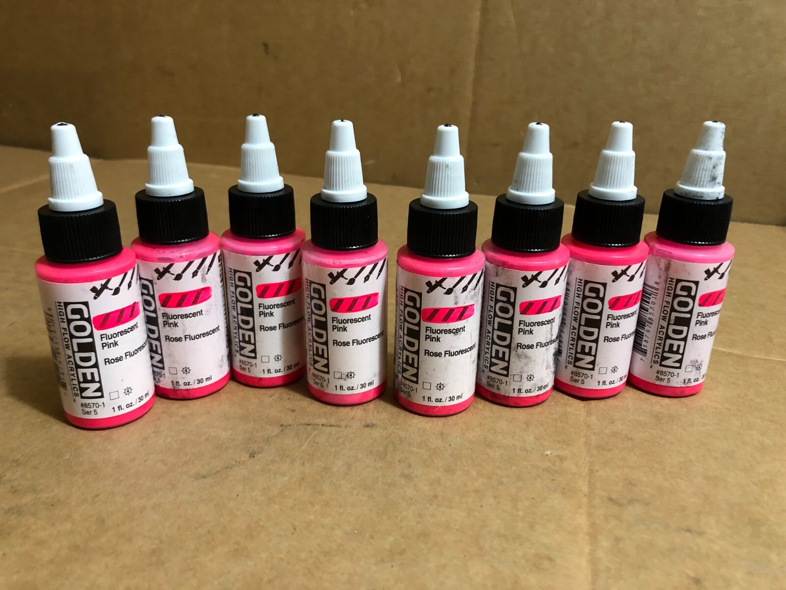 Golden High Flow Acrylics Ink Flourescent pink #8570-1 LOT OF 8x 1 oz/BOTTLE