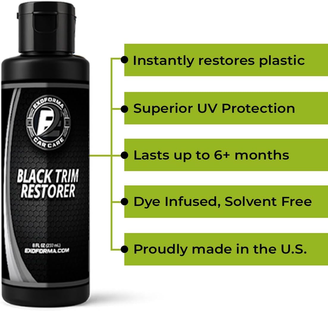 Black Trim Restorer – Lasts 6+ Months, Dye Infused Waterproof Plastic Restorer f