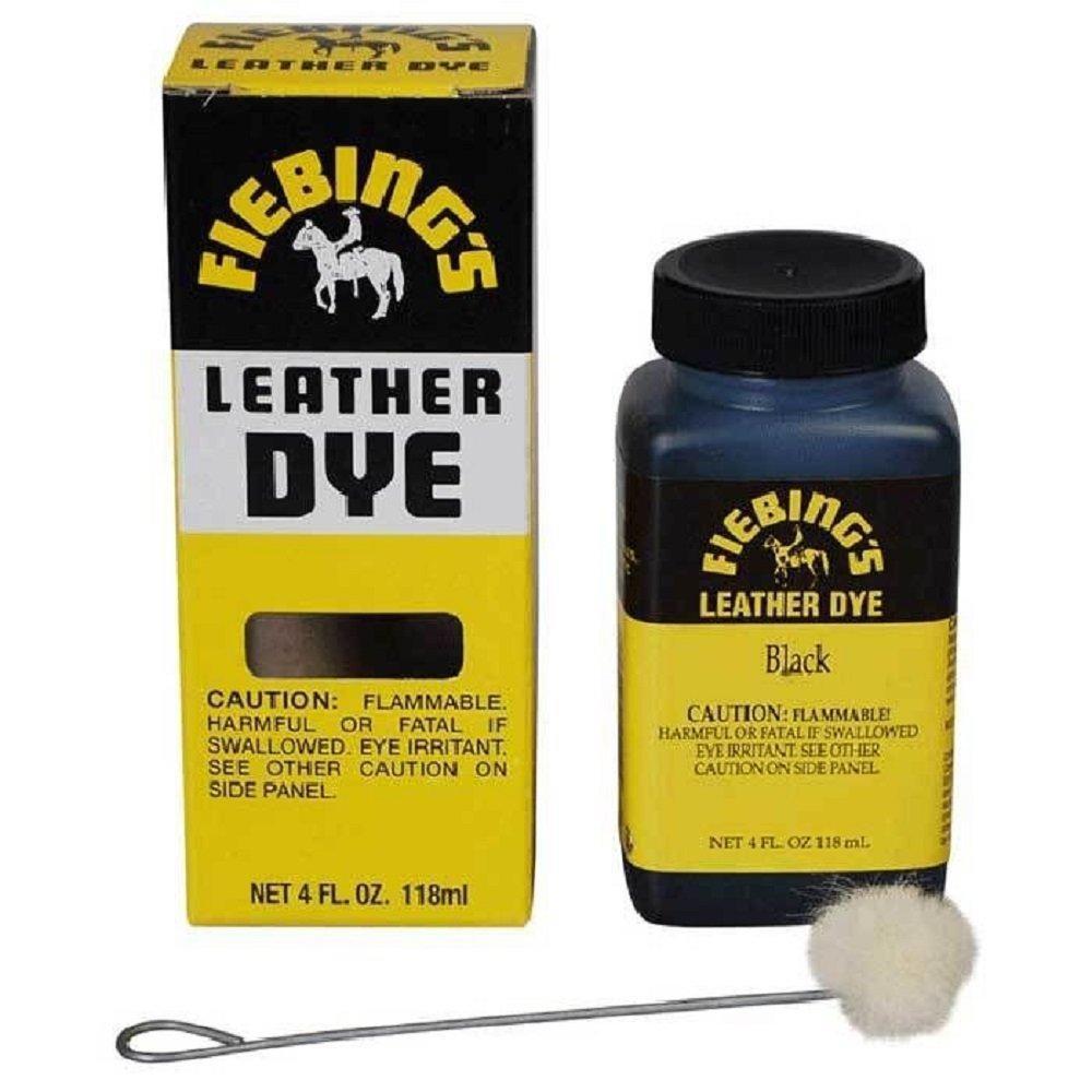 Fiebing’s Leather Dye Black 4 oz. with Applicator for Shoes Boots Bags Brand NEW