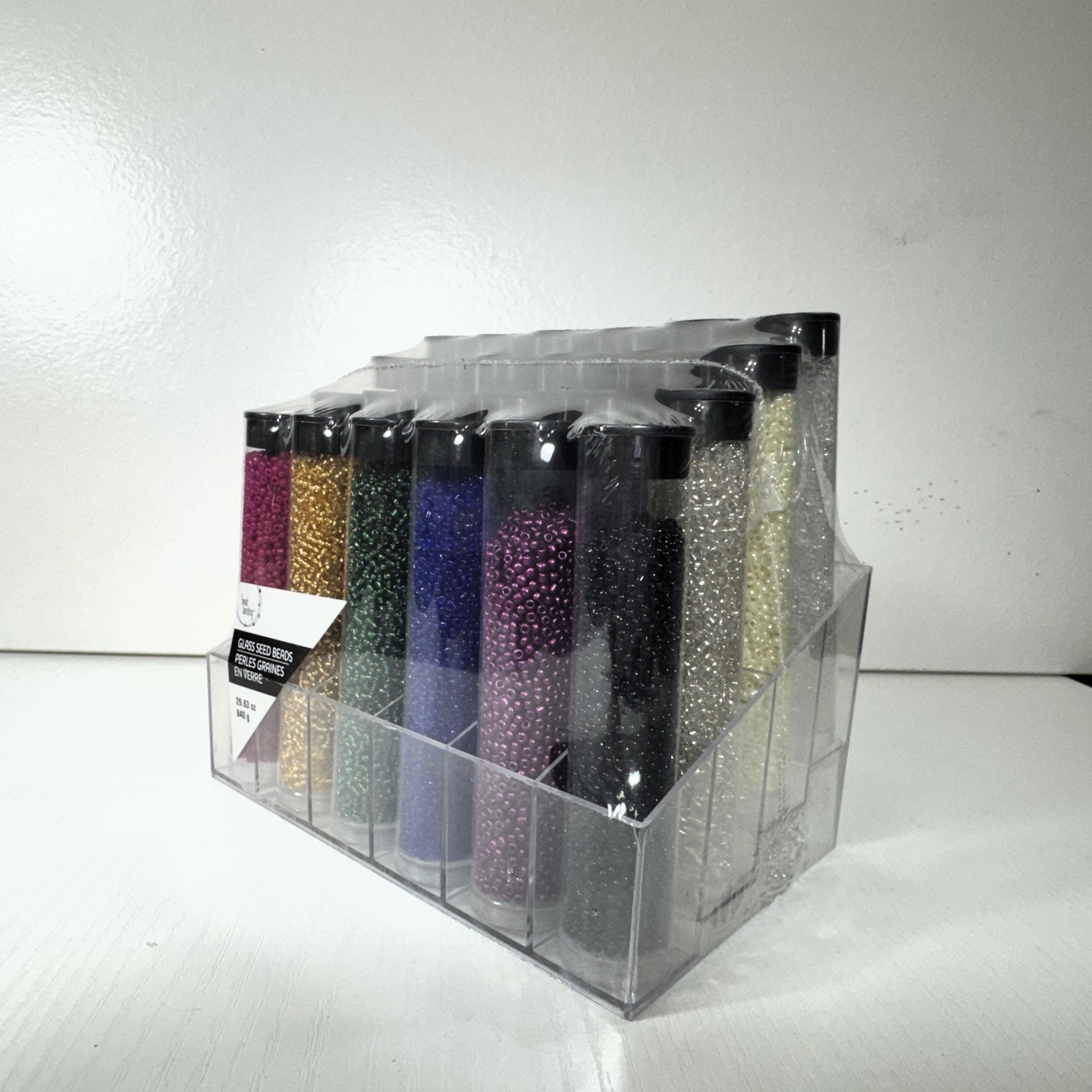 Bead Landing Multicolor Glass Seed Beads Set 24 Tubes & Stand 840g , 2-2.4mm NEW