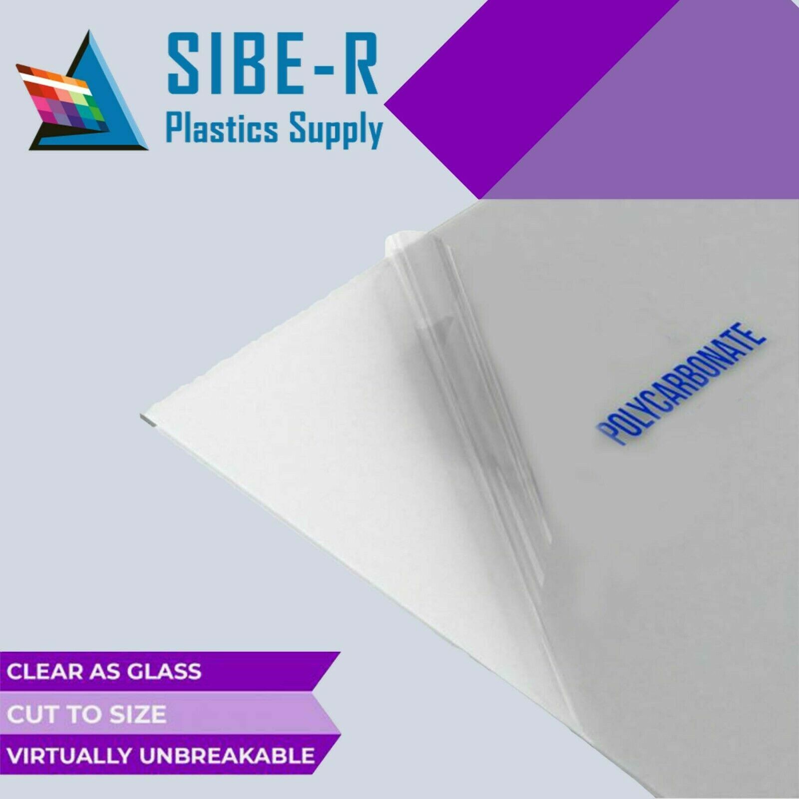 Polycarbonate Plastic Sheet – 1/8″ Thick – Clear – Pick Your Size