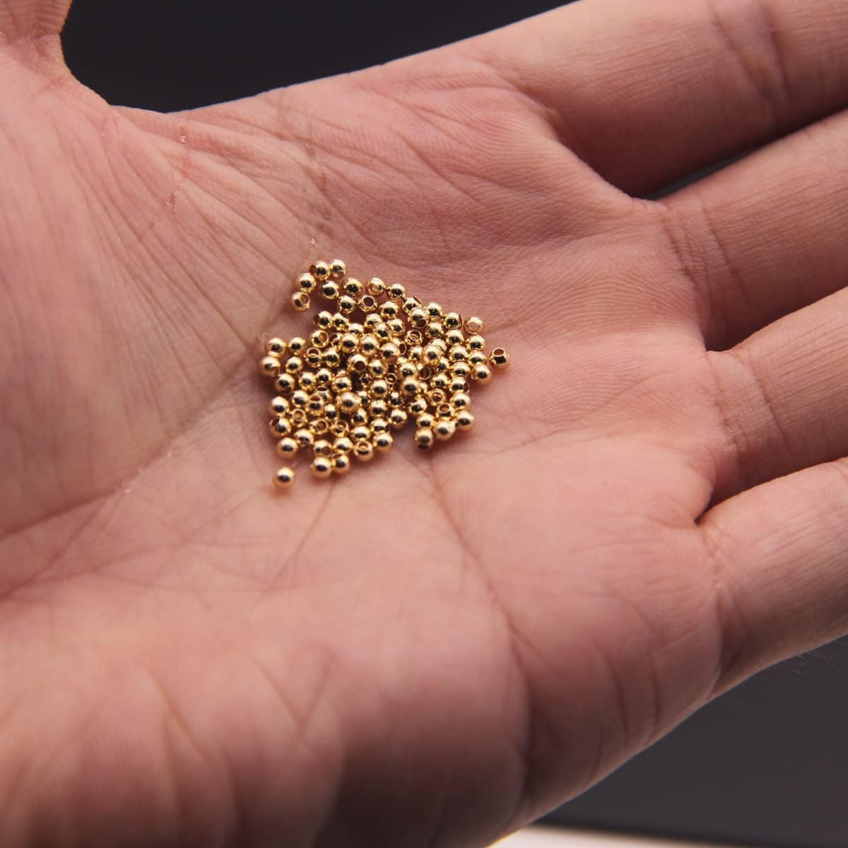 100 Pcs 14K Gold Filled Round Beads 2Mm Spacer Beads For Jewelry Making Golden