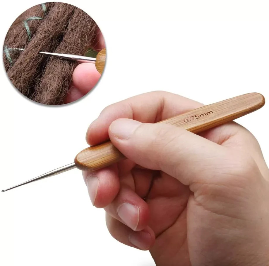 5Pcs Dreadlock Crochet Needle Hook Bamboo Handle Dread Knit Hair Braiding Tool S