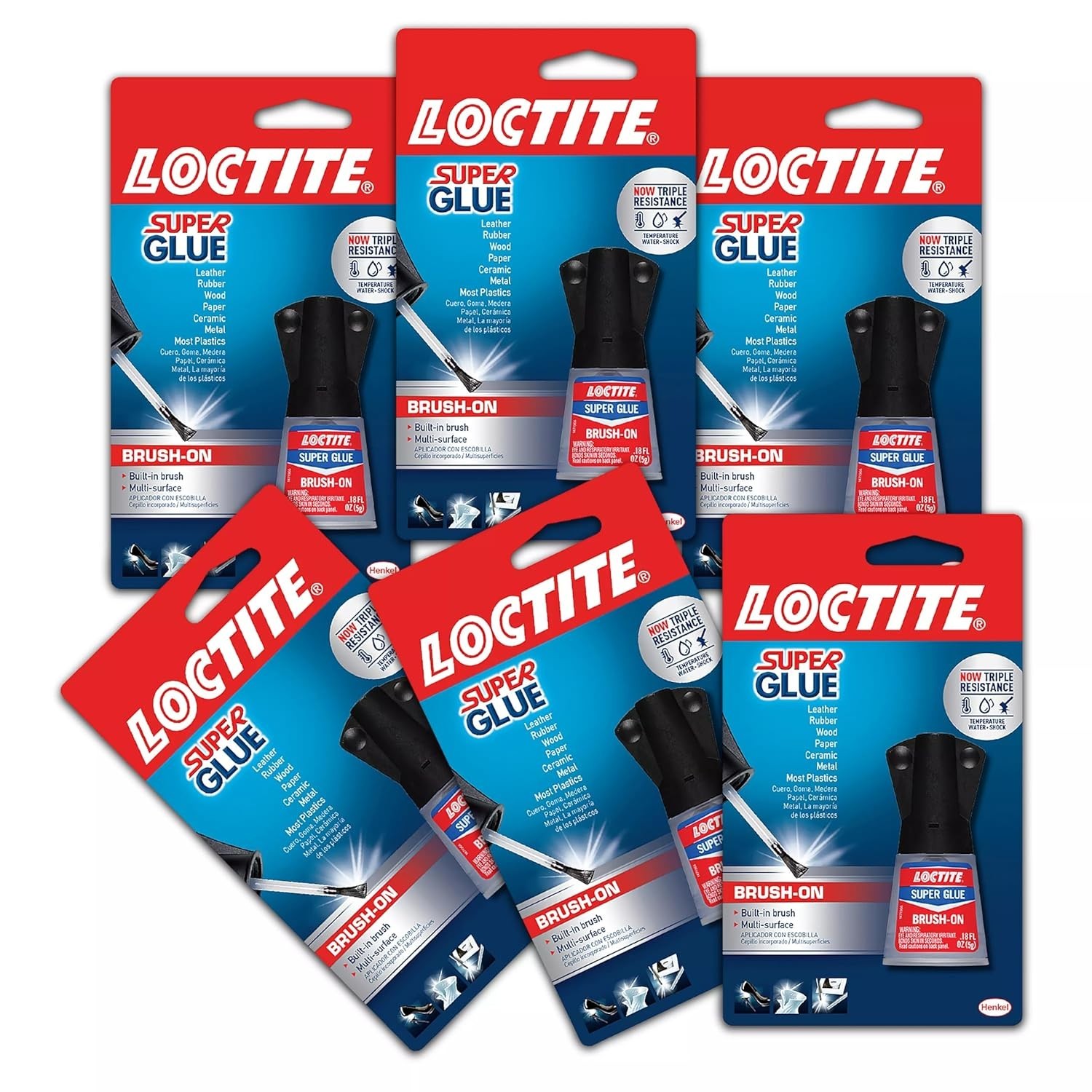 Invisible Repairs with Brush-On Super Glue – Fast-Setting, 6 Pack, 0.18 fl oz